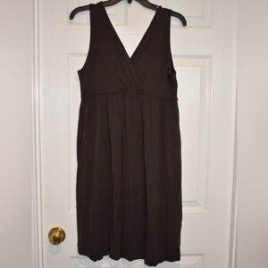 New York & Company Brown Midi Sundress V-Neck Sleeveless. Size M
